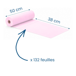 12 draps d'examen plastifiés rose - 50 x 38 cm - 132 formats