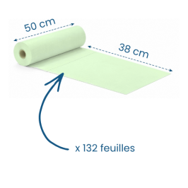 12 draps d'examen plastifiés vert - 50 x 38 cm - 132 formats
