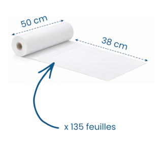 6 draps d'examen plastifiés blancs - 50 x 38 cm - 135 formats