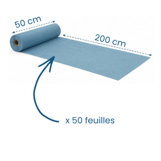 6 draps d'examen plastifiés bleus - 50 x 200 cm - 50 formats