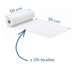 9 draps d'examen gaufrés blancs - 50 x 35 cm - 135 formats