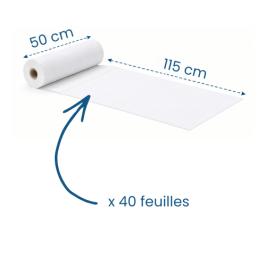 12 draps d'examen lisses blancs pure ouate - 50 x 115 cm - 40 formats