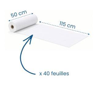 12 draps d'examen lisses blancs pure ouate - 50 x 115 cm - 40 formats