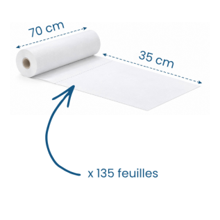 12 draps d'examen lisses blancs pure ouate - 70 x 35 cm - 135 formats