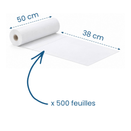 4 draps d'examen lisses blancs pure ouate - 50 x 38 cm - 500 formats