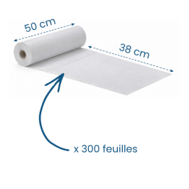 6 draps d'examen lisses blancs ouate recyclée - 50 x 38 cm - 300 formats