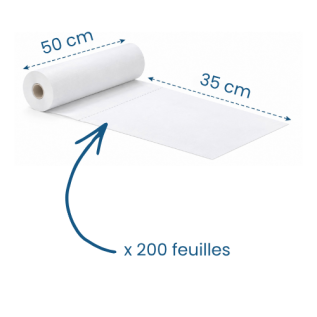 6 draps d'examen lisses blancs pure ouate - 50 x35 cm - 200 formats
