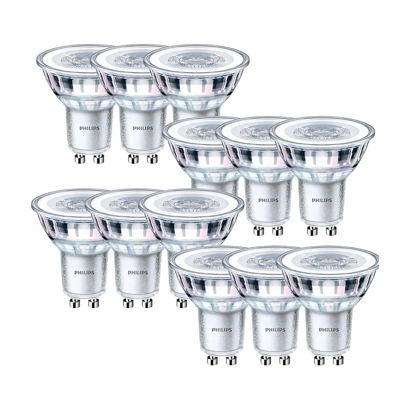 DSTOCK60 - Lot de 12 spots LED 50w compatible Philips - 4,6 W égal 50 W - 390 lumen - GU10-220-240V - blanc froid 4000K…