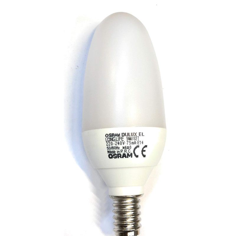 Ampoule E14 flamme 9w 827 ww à économie d’énergie - DULUX EL LONGLIFE