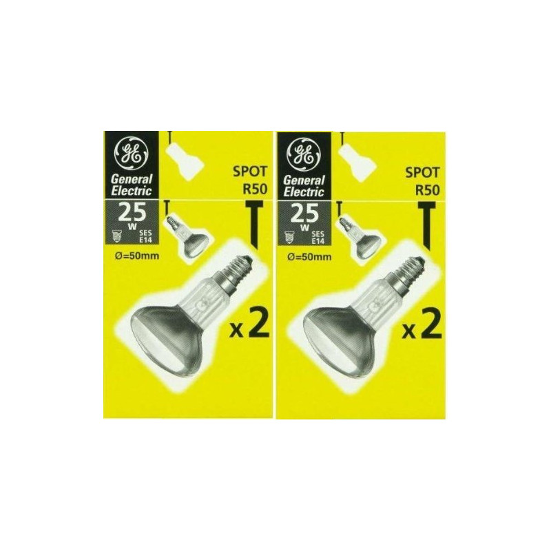 GE Lighting Lot de 4 ampoules Spot à réflecteur R50 E14 Ampoule à culot à vis pour Spot Dimmable, NR50 lampes à incandescence