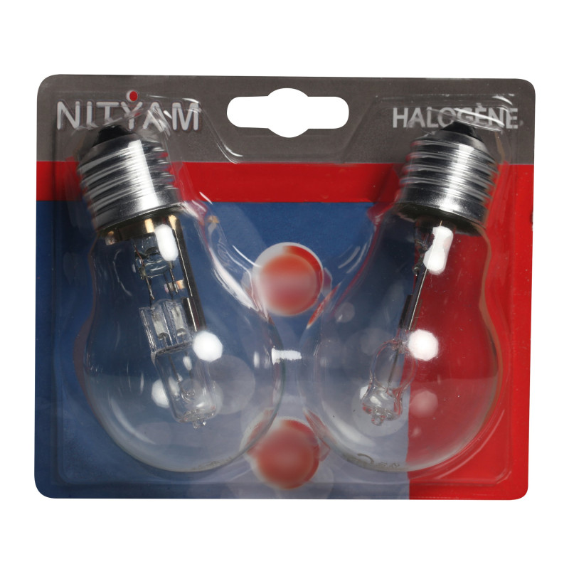 Nityam EHB42W 301 STANDARD ECO HALO A55 E27 42W BLISTER X 2, Verre, 42 W, Transparent