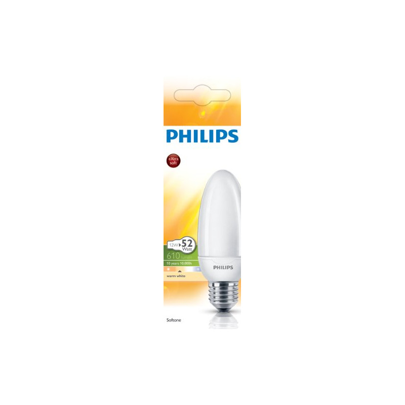 Philips 8718291680970 Ampoule flamme à économie d'énergie Culot à vis Edison E27 Blanc chaud 12 W