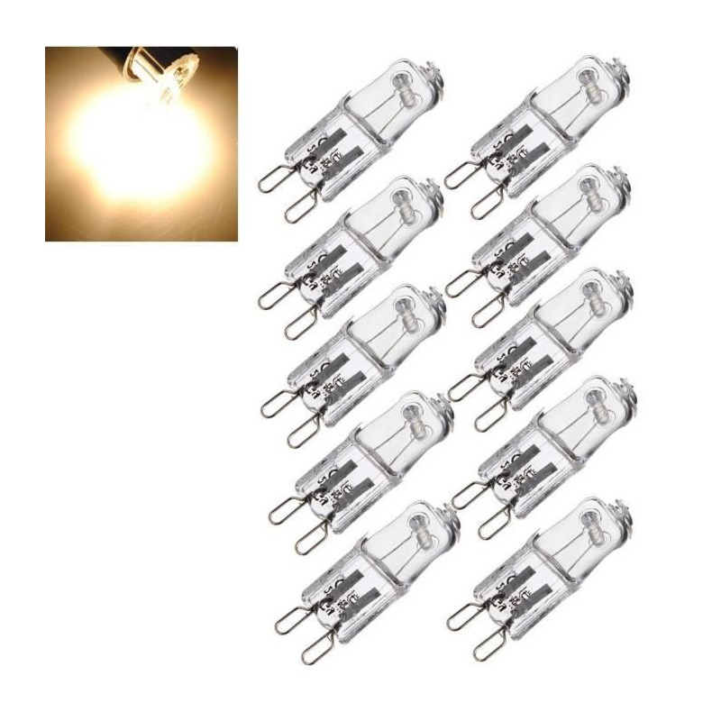 10 X Ampoule G9 40W Globe Lampe Halogène 220-230V Blanc Chaud [Classe énergétique A]