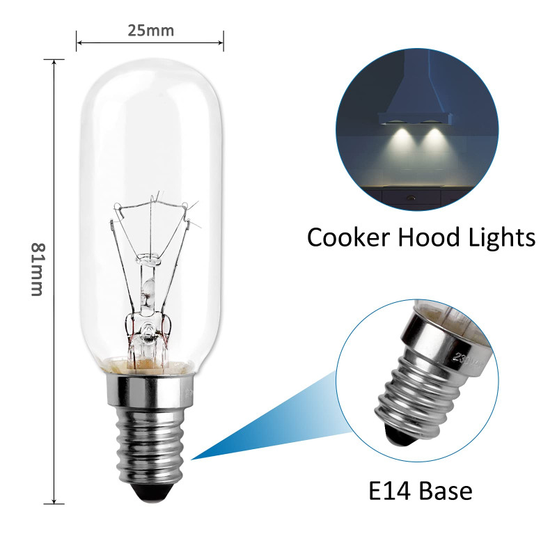 Ampoule E14 40W Incandescence, 320LM T25, Blanc Chaud 2700K Dimmable Ampoule pour Hotte Aspirante, 220V E14 Petit culot à vis Py
