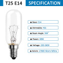 Ampoule E14 40W Incandescence, 320LM T25, Blanc Chaud 2700K Dimmable Ampoule pour Hotte Aspirante, 220V E14 Petit culot à vis Py
