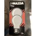 Ampoule incandescente 75w B22 lot de 2 Perle mate