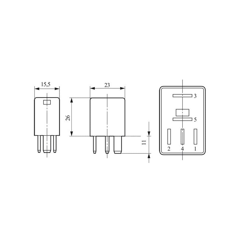 Bosch 0332207304 Micro-Relais 12V 20A, 5 Terminaux, Ip5K4 Résistance aux Températures Allant de -40° C À 85° C