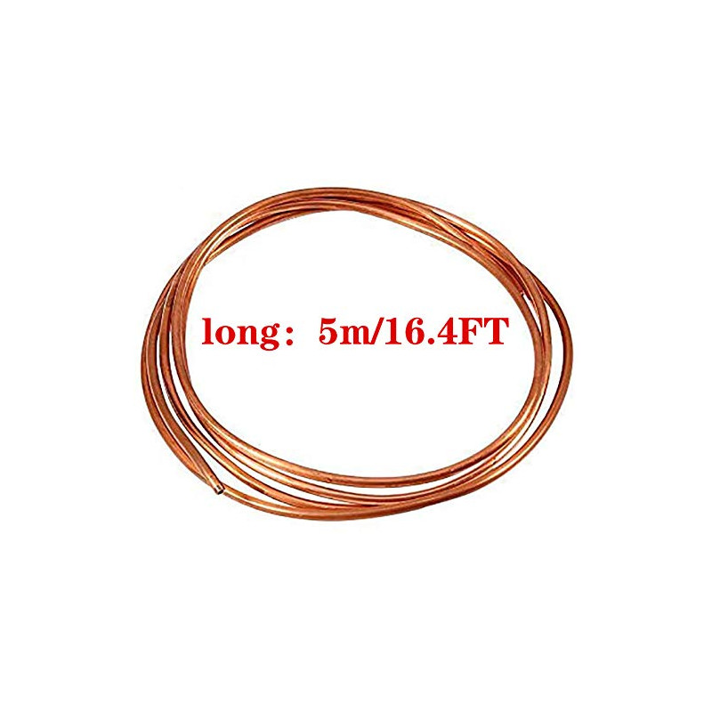 Xiayanmei 99,9% Pure Pipe Souple Cuivre Copper Tube 5m / 16,4 pi Climatisation T2 cuivre Bricolage réfrigération Plomberie Mur T