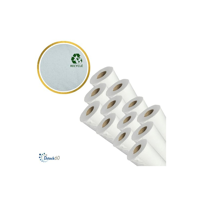 DSTOCK60- Lot de 12 rouleaux de draps d'examen ouate mêlée - 2 plis 2 x 18gr - Fabrication Française - Cabinets médicaux - Soins