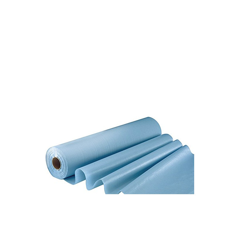 Draps d'examen bleus plastifiés gaufré collés 36g0/PE/m² - carton de 6 rouleaux - 180 formats - 50x38cm - J267GSM- Certifié Fran