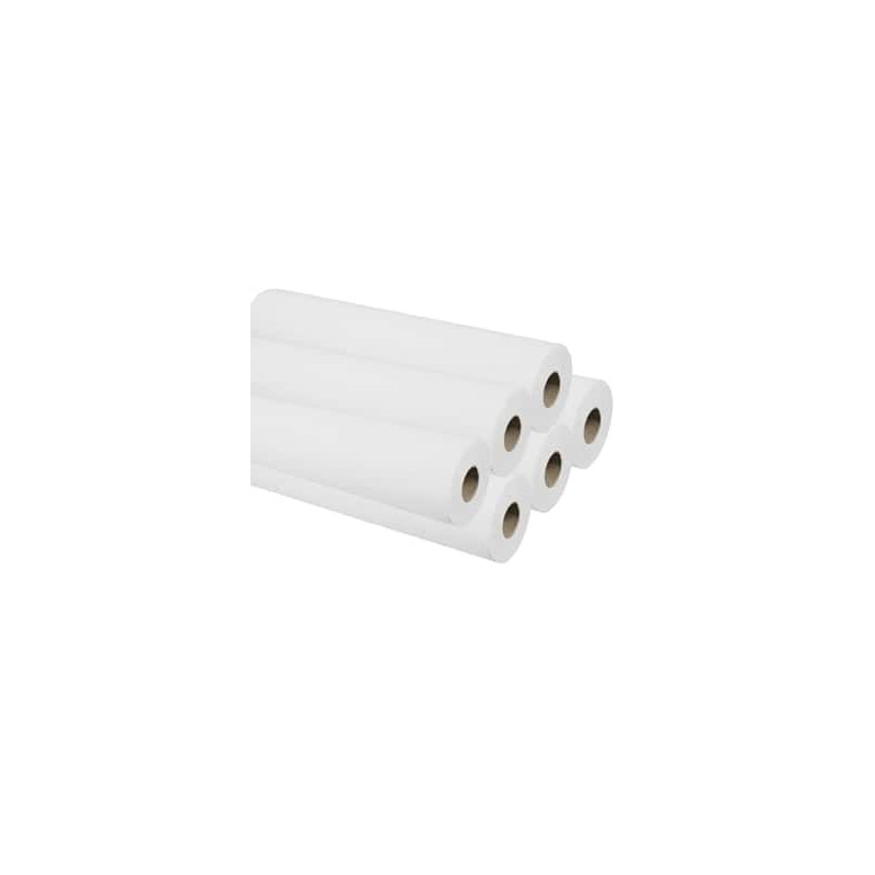 DSTOCK60 - 6 Rouleaux de draps d'examen plasitifiés blancs - 50x115 cm - imperméable et résistant - qualité médical