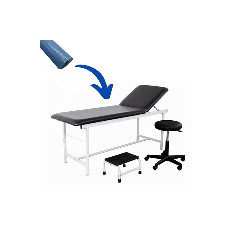 DSTOCK60 – 1 ROULEAU DE DRAP D’EXAMEN PLASTIFIE BLEU 50x190 cm – PAPIER D’EXAMEN IMPERMEABLE ET RESISTANT, GRANDE PREDECOUPE