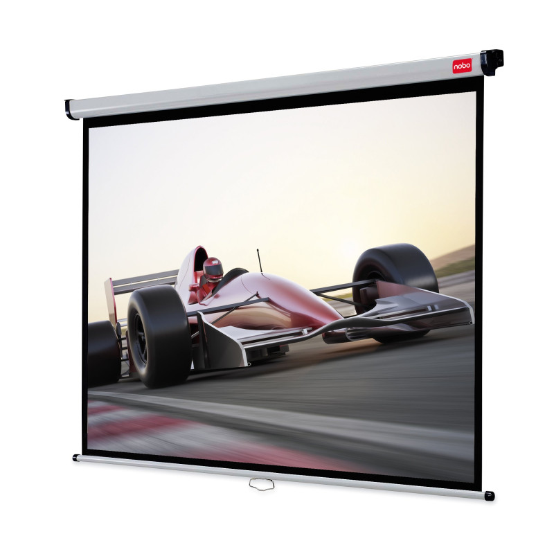 Nobo - Écran pour Projecteur avec Pieds, Facile à Transporter, Surface Blanche Mate, avec Mini-Support & Coffret Léger en Alumin