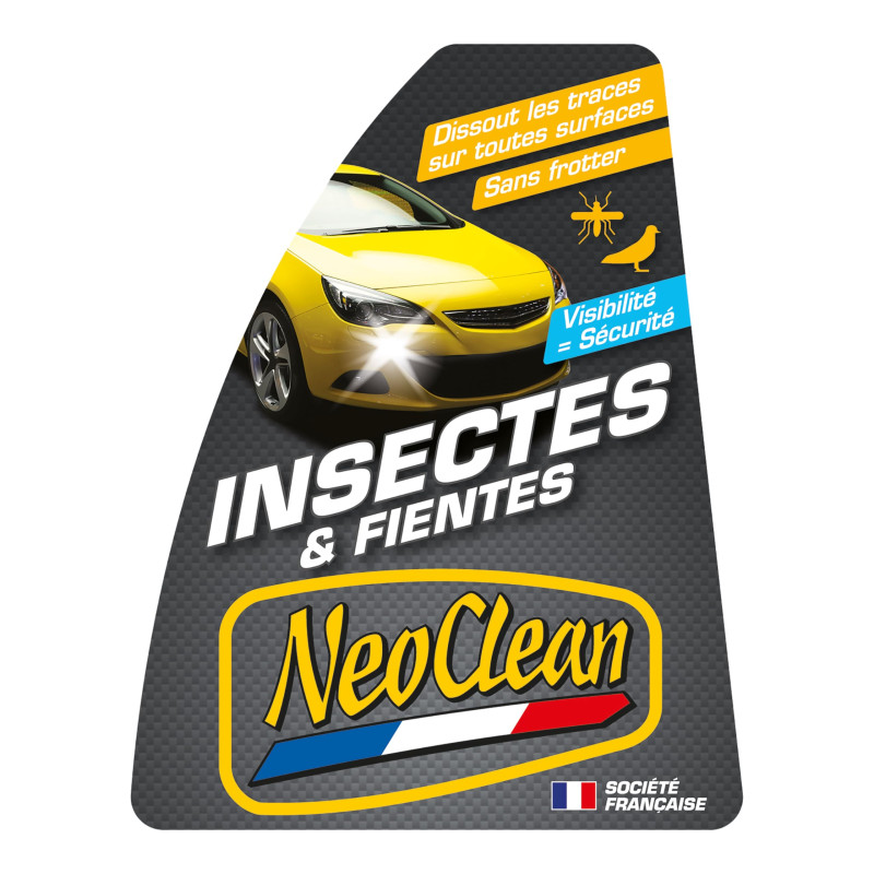 NeoClean Insectes et Fientes - 500 ml - Nettoyant Puissant Pare-Brise, Capot, Carrosserie et Phare - Dissout les Traces sans Fro
