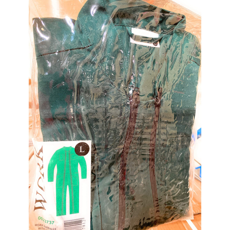 COMBINAISON DE TRAVAIL taille L 2 zips verte 80% polyester 20% coton 180g/m2