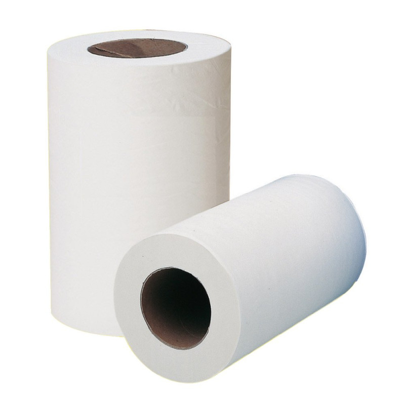 Bobine d'essuyage à dévidage central écologique mini blanche - carton de 12