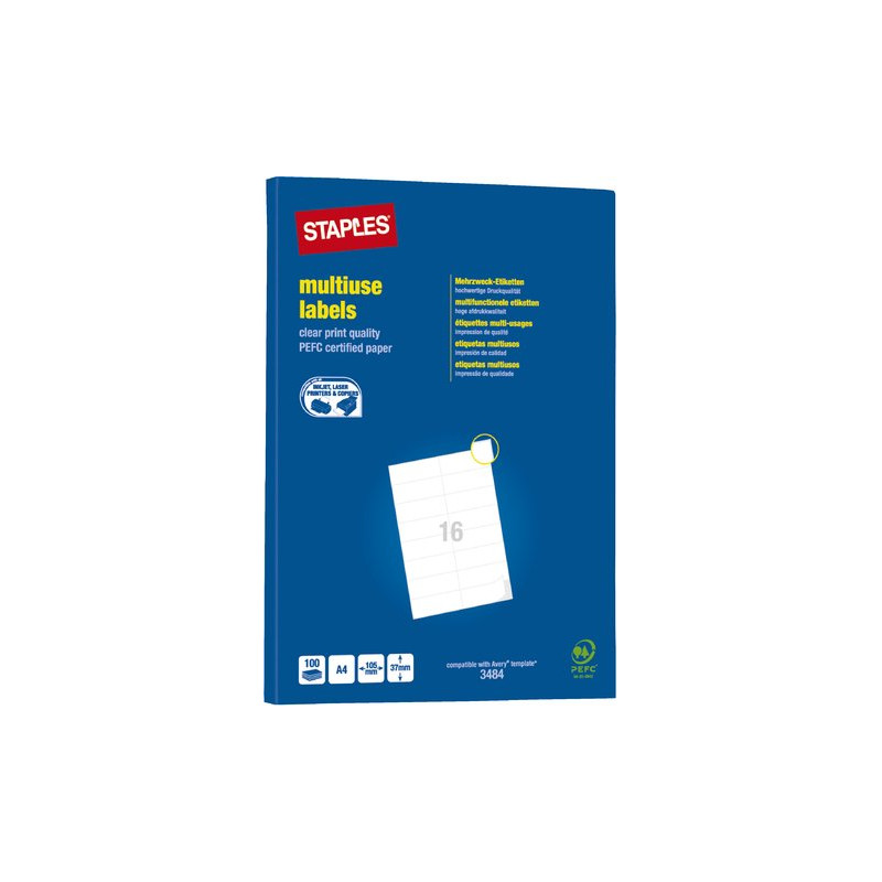 Pour imprimante laser-kopieretik.a4 bg. blanc 105 x 37 mm 1600 st