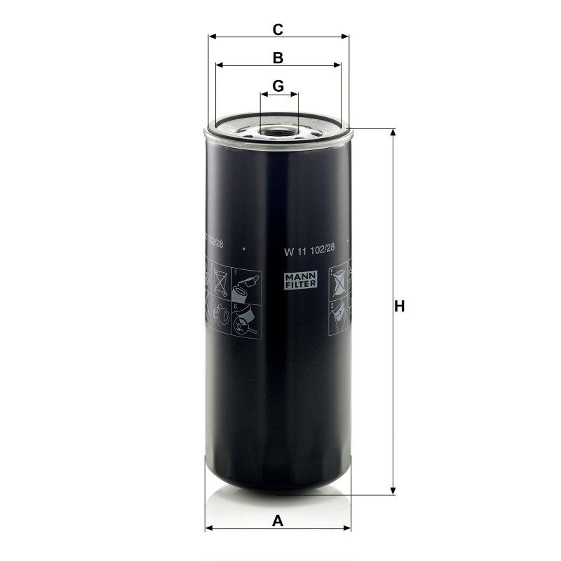 MANN-FILTER W 11 102/28 Filtre à huile - APPLICATIONS NON ROUTIÈRES