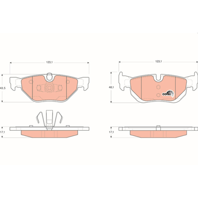 TRW GDB1626 Plaquettes de Frein Kit de 4 pour BMW 3 (E90) 2004-2012 Essieu Arrière et Autres Véhicules