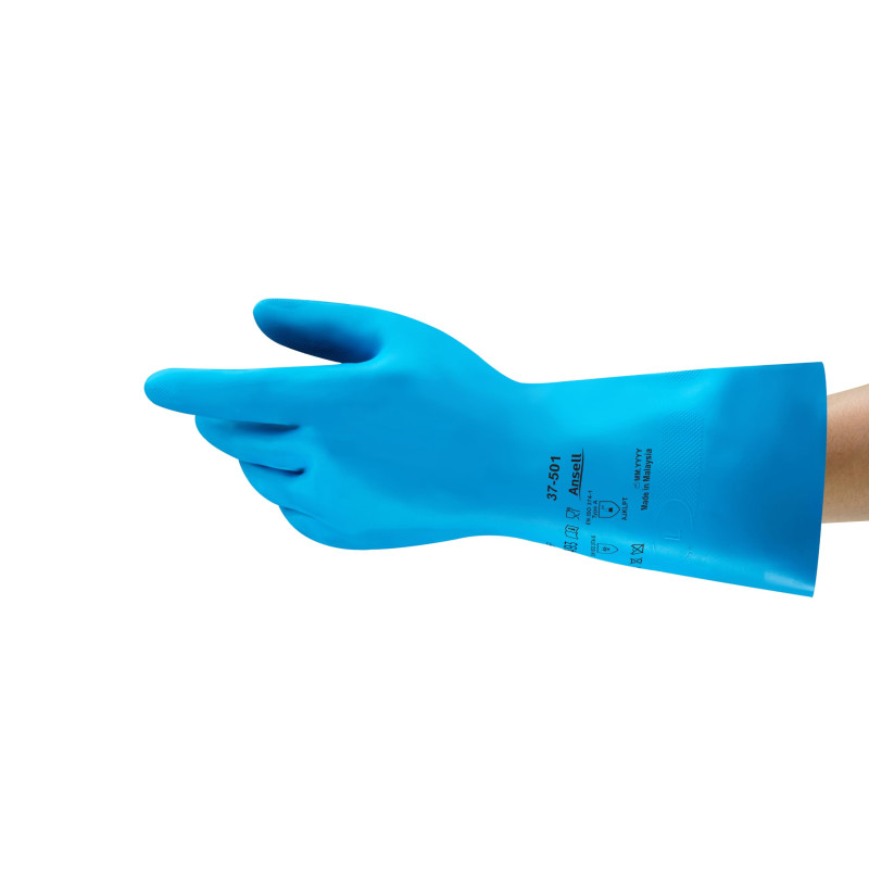Ansell AlphaTec 37-501 Gants de Protection Chimique en Nitrile, Haute Résistance à l'Abrasion, Risques Industriels et Produits D