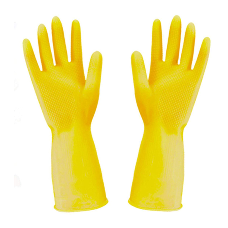 MOBRAVO Gants Ménage Caoutchouc Etanches Longs pour Nettoyage Vaisselle Linge Jaune Taille XL