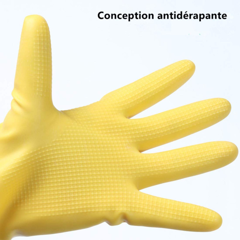 MOBRAVO Gants Ménage Caoutchouc Etanches Longs pour Nettoyage Vaisselle Linge Jaune Taille XL