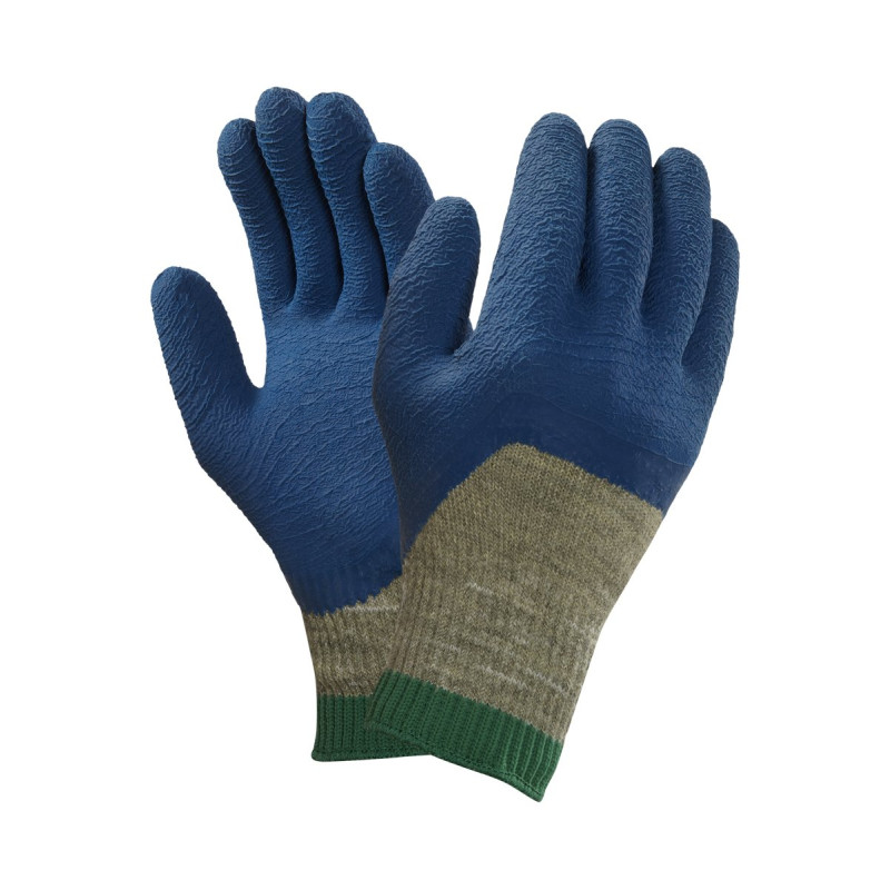 Ansell PGK10BL Tropique Gants en latex de caoutchouc naturel, protection mécanique, Bleu, Taille 10 (Sachet de 12 paires)