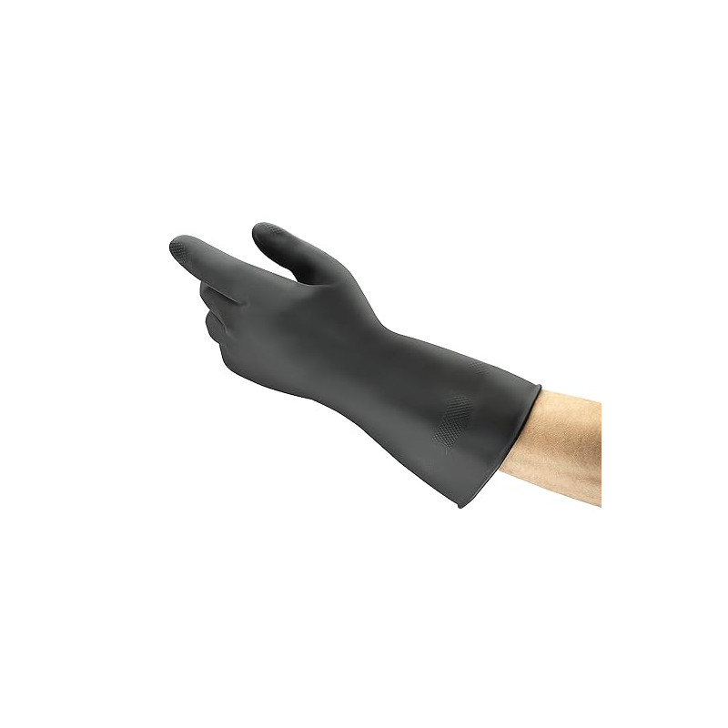 Ansell AlphaTec 87-118 Gants de protection chimique en latex, haute résistance chimique, imperméables et réutilisables, flocage