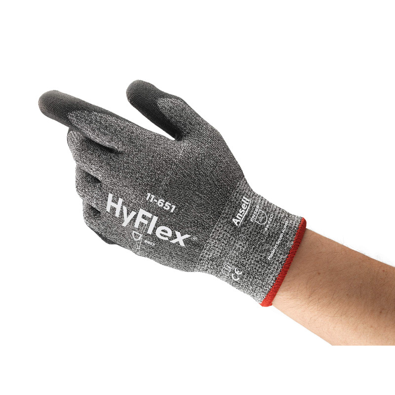 Ansell HyFlex 11-651 Gants de protection contre les coupures, protection mécanique, Gris, Taille 10 (Sachet de 12 paires)