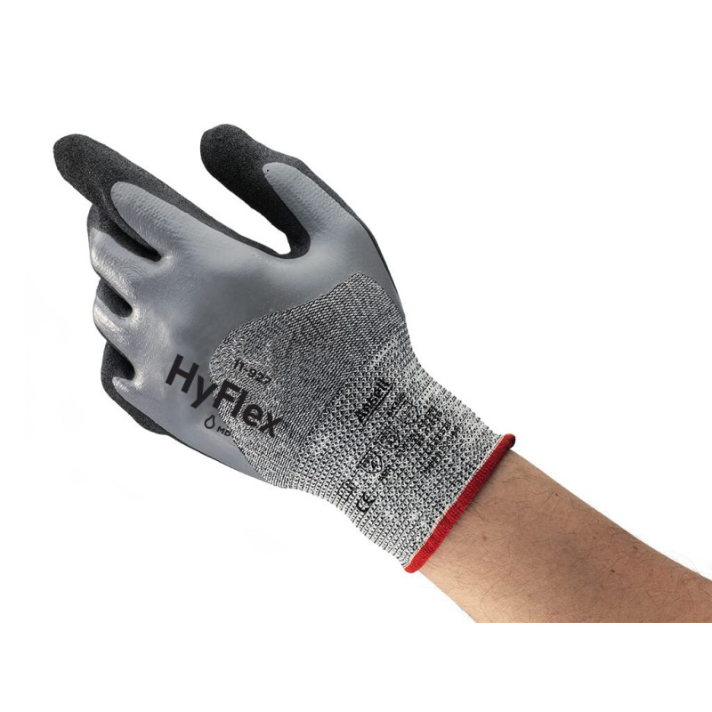 Ansell HyFlex 11-927 Gants oléofuges, protection mécanique, Gris, Taille 11 (Sachet de 12 paires)