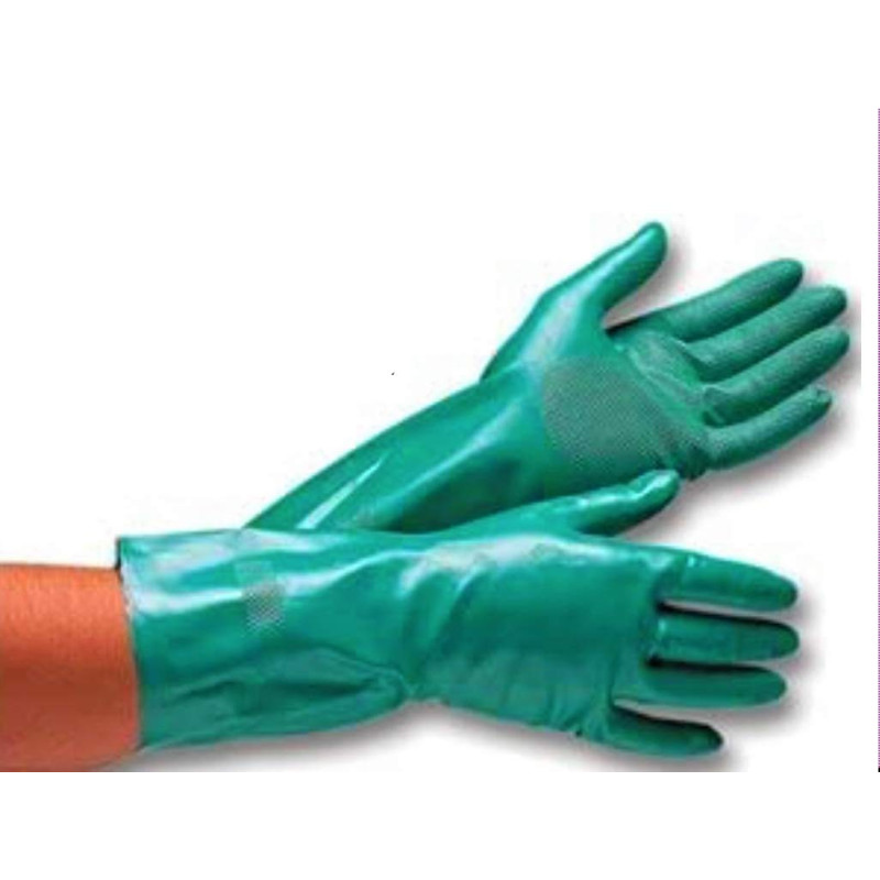 GANTS MÉNAGE NITRILE G25G Etanches Longs pour Nettoyage Vaisselle Linge VERT TAILLE S - 6,5