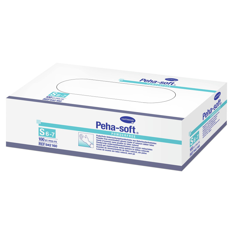 HARTMANN Peha-soft powder-free - Gants d'Examen en Latex Non Poudrés - Conformes Aux Normes Européennes - Bon Enfilage - Taille