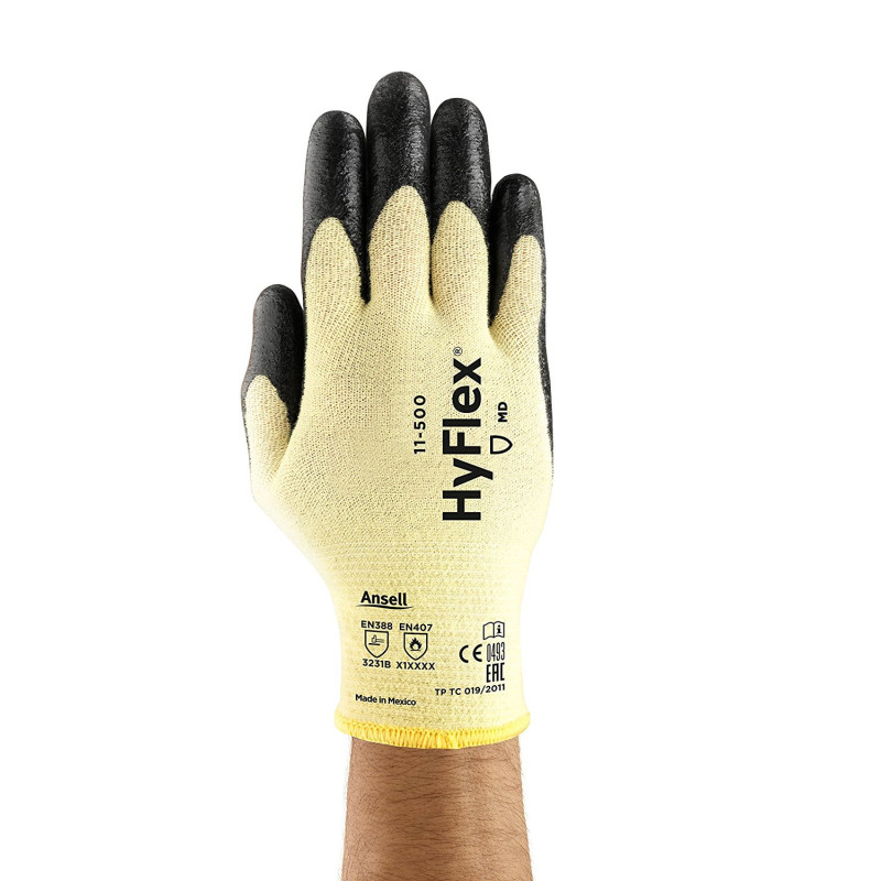 Ansell HyFlex 11-500 Gants de protection contre les coupures, protection mécanique, Noir, Taille 9 (Sachet de 12 paires)