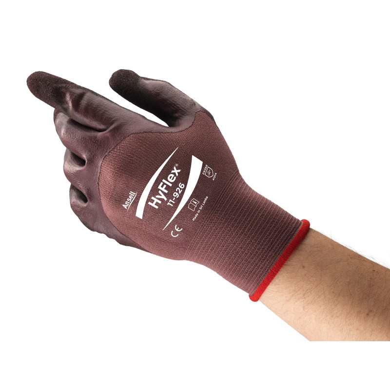 Ansell HyFlex 11-926 Gants oléofuges, protection mécanique, Violet, Taille 8 (Sachet de 12 paires)