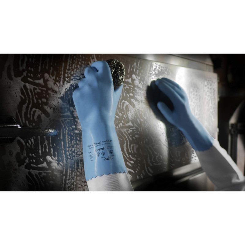 Ansell VersaTouch 62-201 Gants en latex de caoutchouc naturel, protection contre les produits chimiques et les liquides