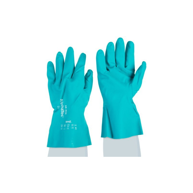 Ansell Ansell AlphaTec 58-330 Gants d'immersion en nitrile à usage chimique résistant aux produits chimiques Épaisseur 26 mm 12