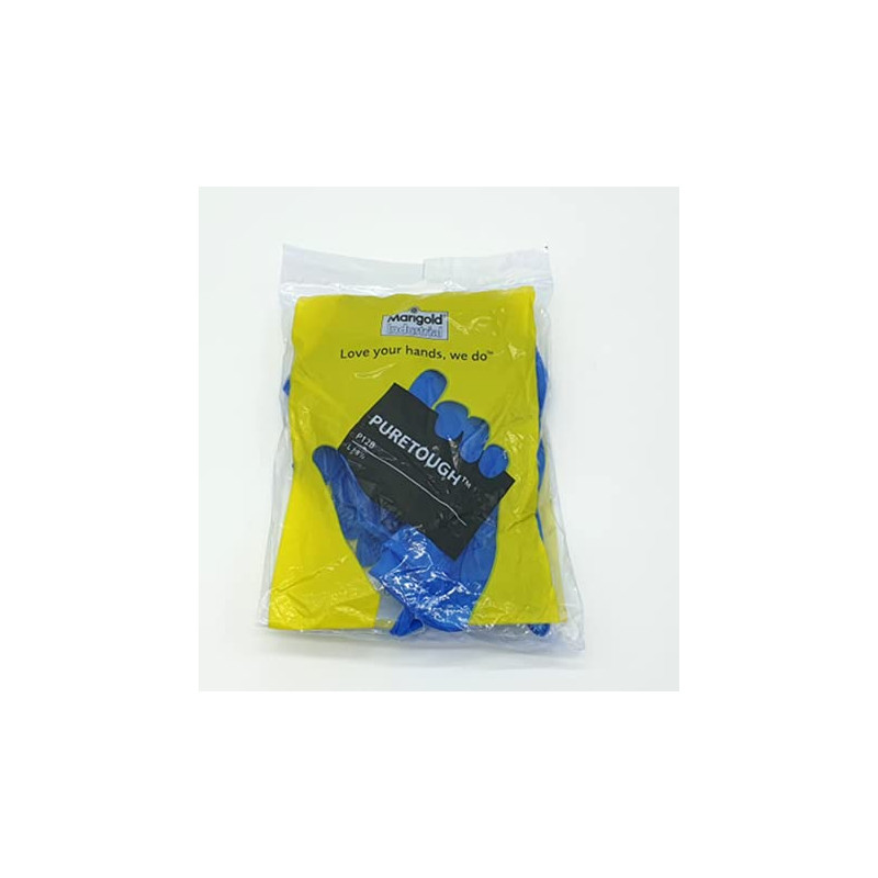 Marigold PURETOUGH P12B Lot de 12 paires de gants en caoutchouc ultra légers et flexibles sans latex Bleu Taille XL