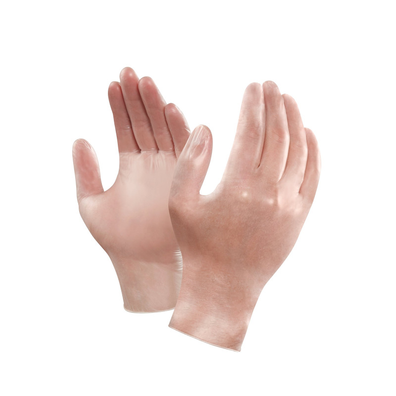 Ansell DuraTouch 34-755 Gants en vinyle, protection contre les produits chimiques et les liquides, Transparente, Taille 7.5 (Boî