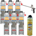 DSTOCK60 – Pack de 6 mousses expansives polyuréthanes projetables 700 ml + 1 pistolet + 1 nettoyant mousse - compatible multi-su