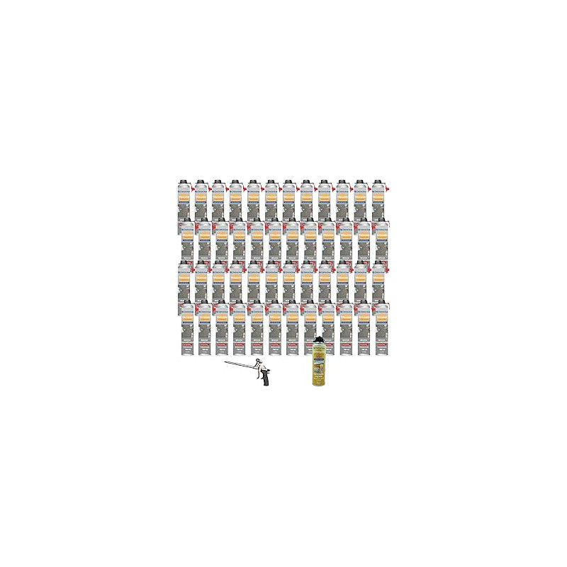 DSTOCK60 – Pack de 48 mousses expansives polyuréthanes projetables 700 ml + 1 pistolet + 1 nettoyant mousse - compatible multi-s